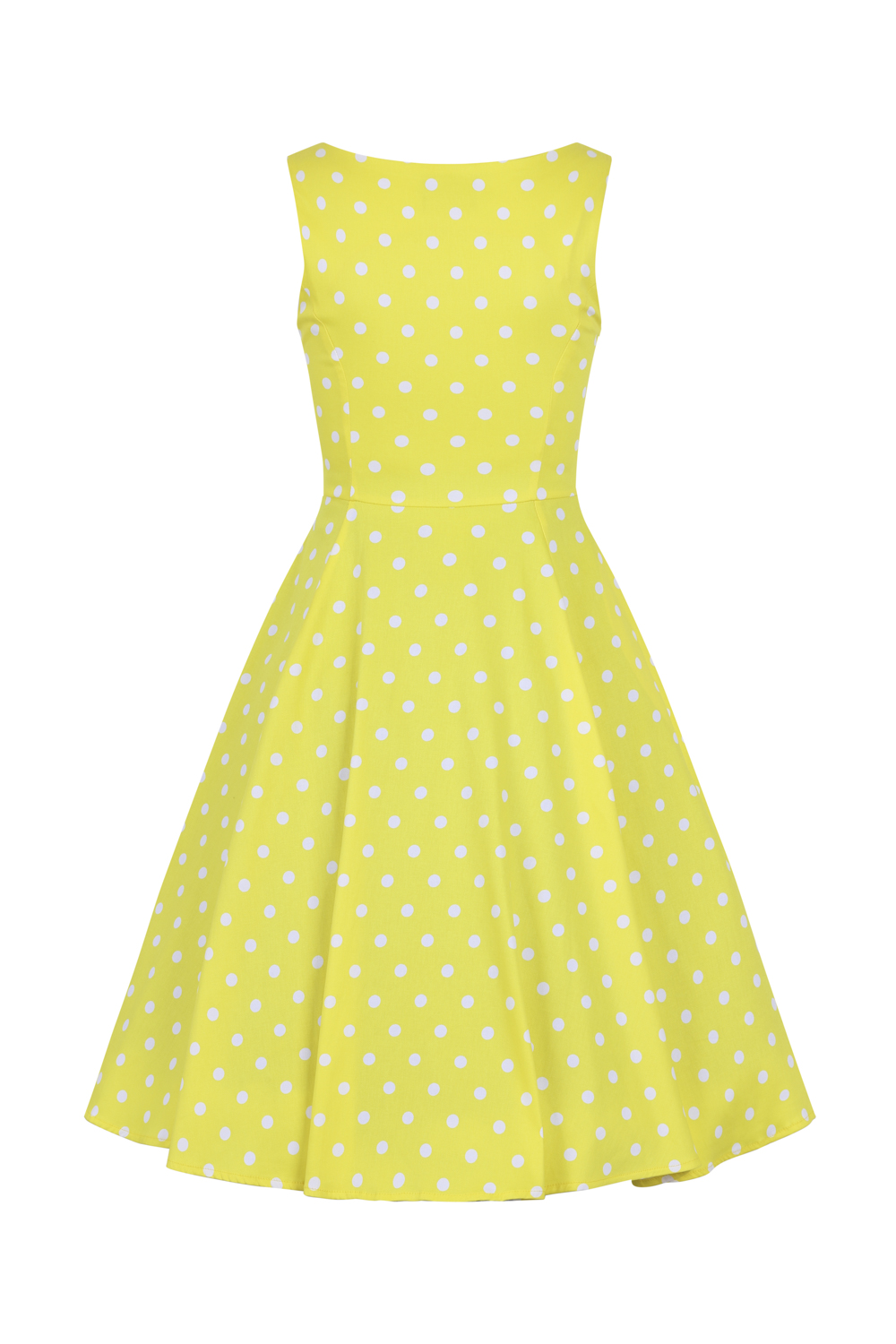 Cindy Polka Dot Swing Dress in Yellow